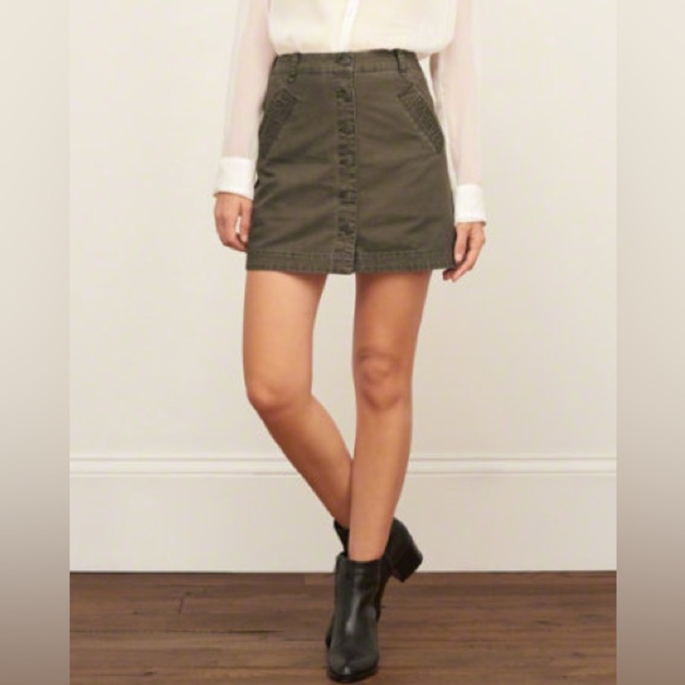 Abercrombie & Fitch Utility A-Line Mini Skirt - Olive Green - 0